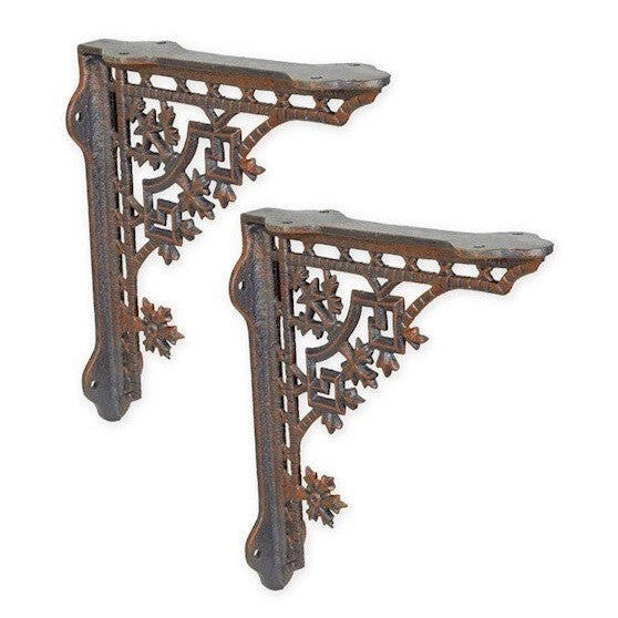 Ornate Strength: Pair of Decorative Cast Iron Wall Brackets