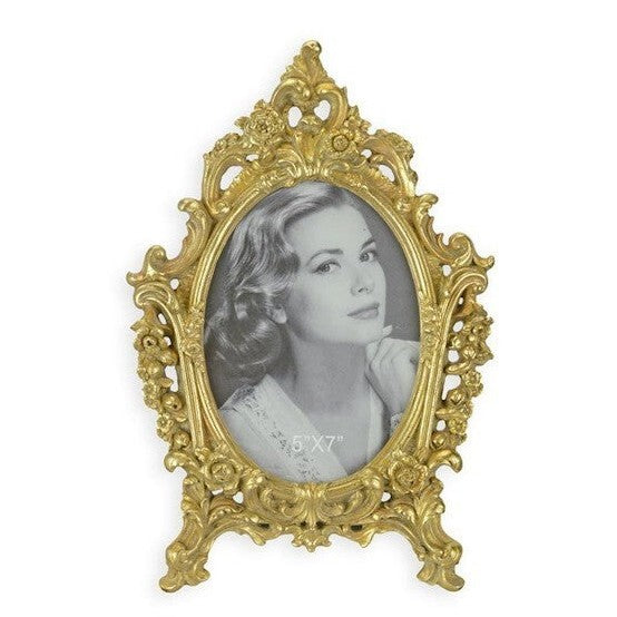 Ornate Gold Oval Photo Frame | Handcrafted Brass Decor