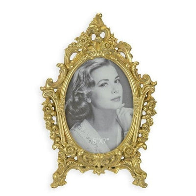 Ornate Gold Oval Photo Frame | Handcrafted Brass Decor