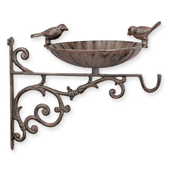 Bird Bath Wall Bracket | Handcrafted Cast Iron Decor | Gift Idea