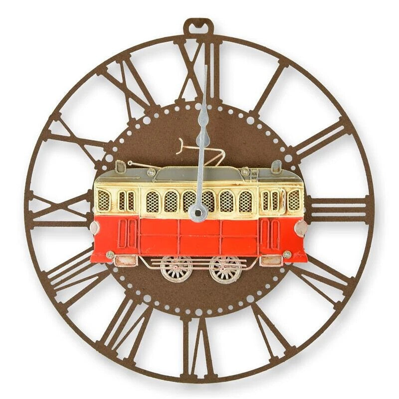Metal Wall Clock with Tram | Clocks | Home Decor | Handcrafted