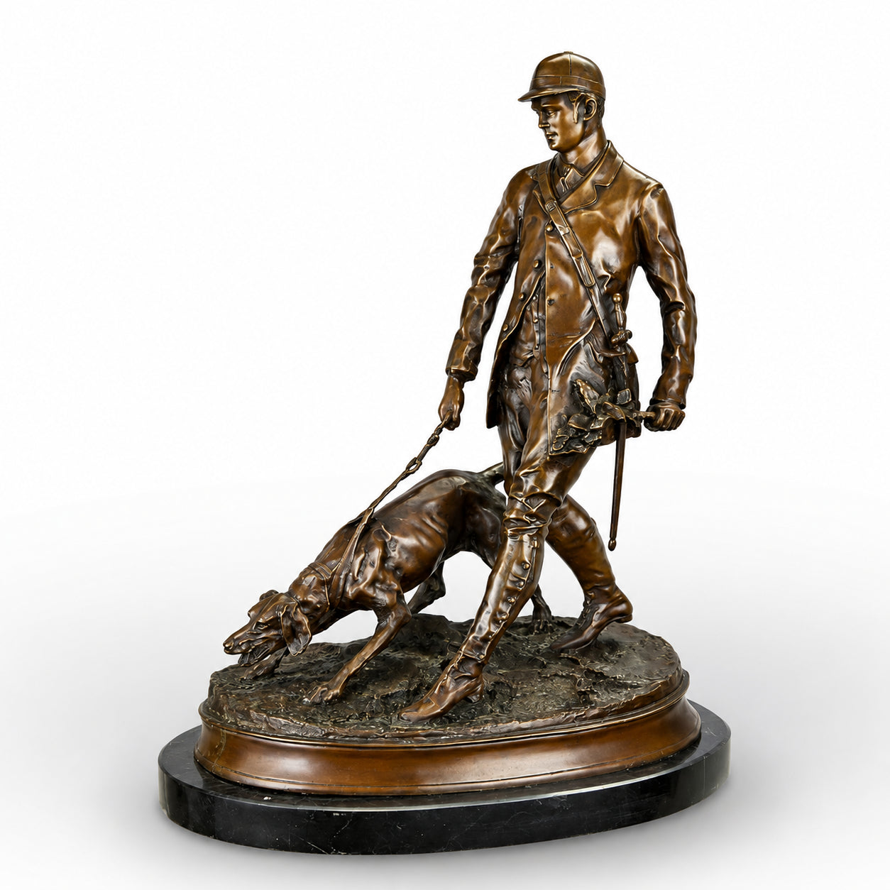 Bronze Sculpture of a Valet and Bloodhound | Animal Sculptures