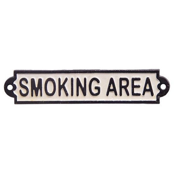 Smoking Area Wall Sign | Handcrafted Cast Iron Decor | Gift Idea