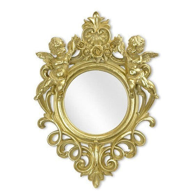 Cherub Ornate Wall Mirror | Handcrafted Brass Decor
