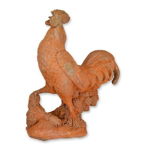 Rusty Cast Iron Figurine of a Rooster. Garden Decor, Animal Sculptures