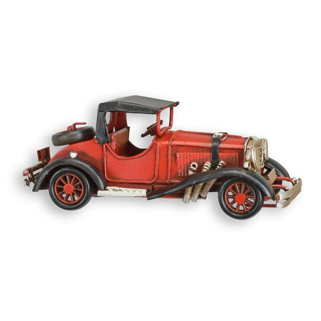 Mini Tin Red Oldtimer Car – Vintage Style Metal Model Collectible