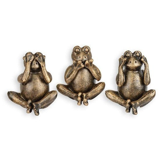 Cast Iron Set of 3 Frogs Can't See Hear Speak. Home Decor