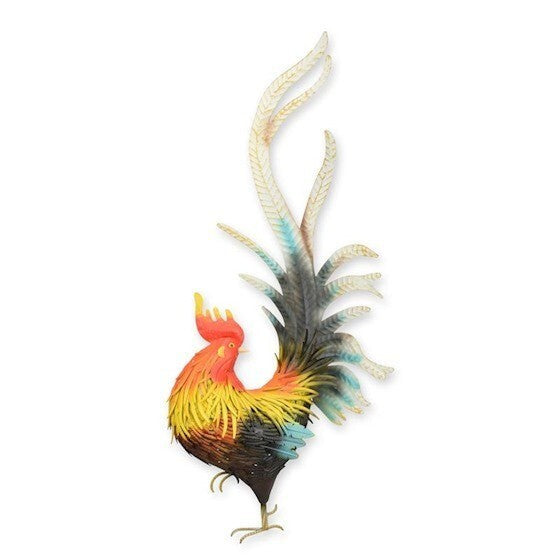 Colorful Iron Rooster Wall Decor – Farmhouse Metal Art Sculpture