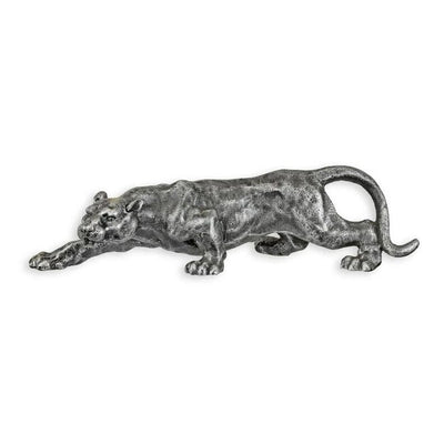 Cast Iron Sculpture of a Panther Silver. Office Decor, Animal Sculptur