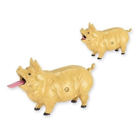 Playful Tongue-Out Pig Figurine | Handcrafted Cast Iron Decor