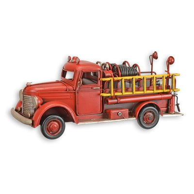 Vintage Tin Firetruck Model – Red Handmade Metal Collectible