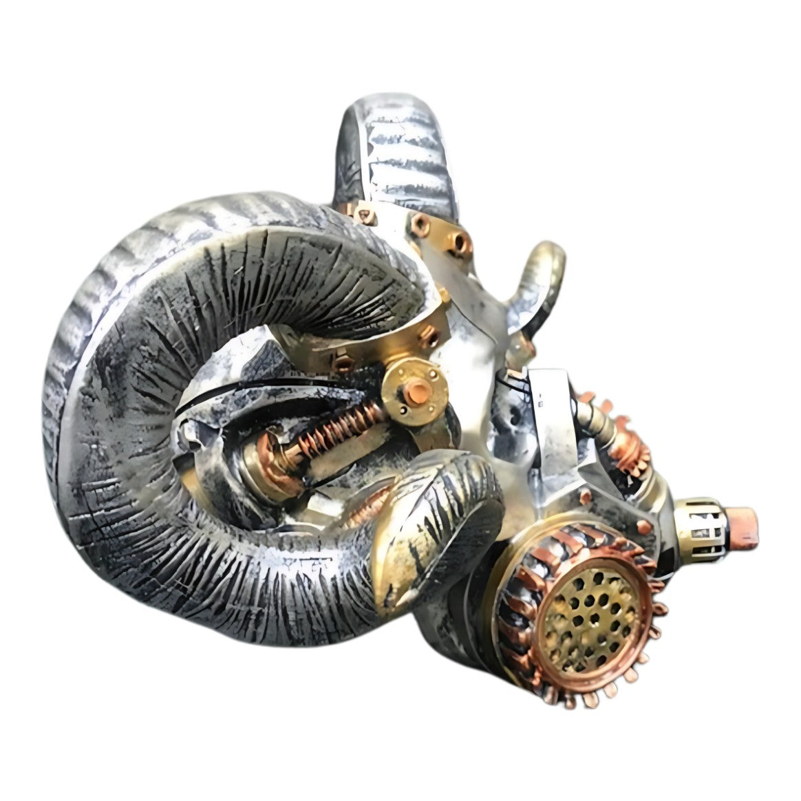 Steampunk Ram Gas Mask Wall Plaque | Handcrafted Resin Decor | Unique Home Accen