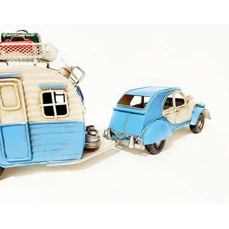 Tin Model of a 2CV with Caravan | Tin & Model Collectibles