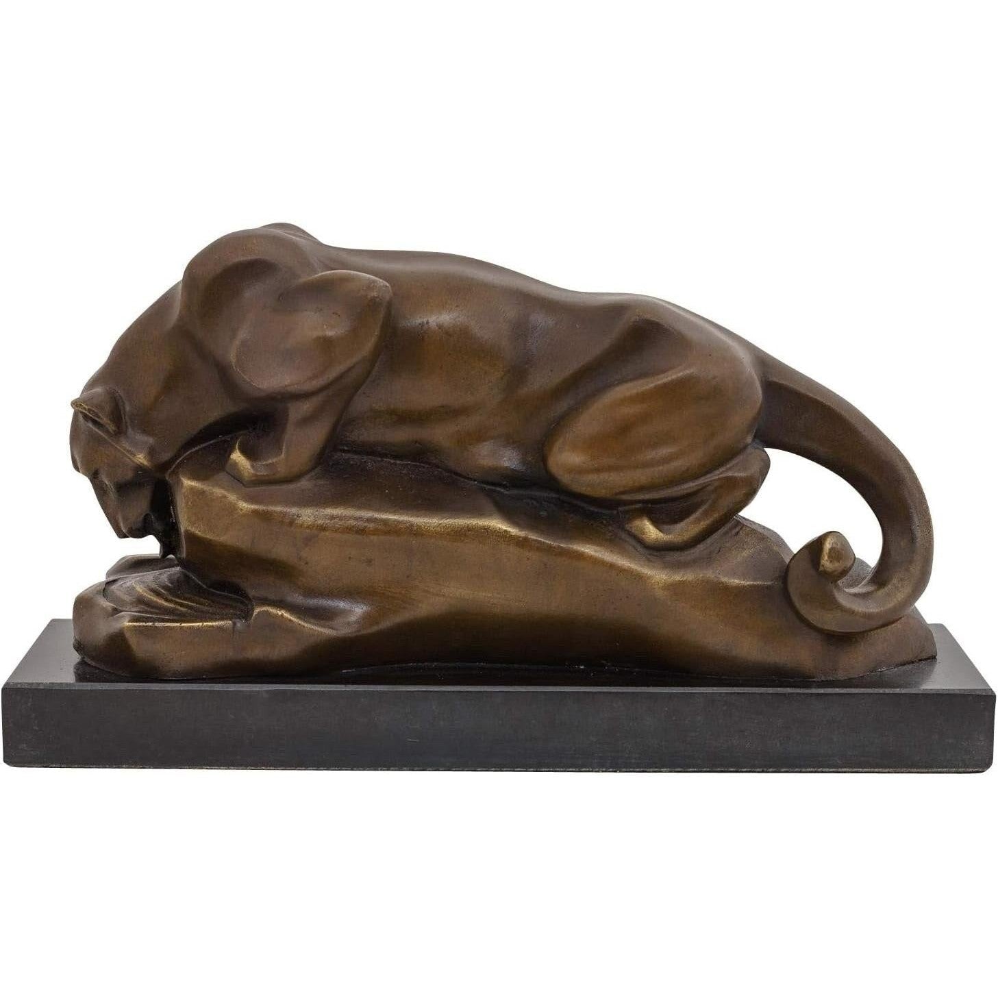 Bronze Sculpture of a Jaguar Cougar at the Water Pool, Figurines & Sta