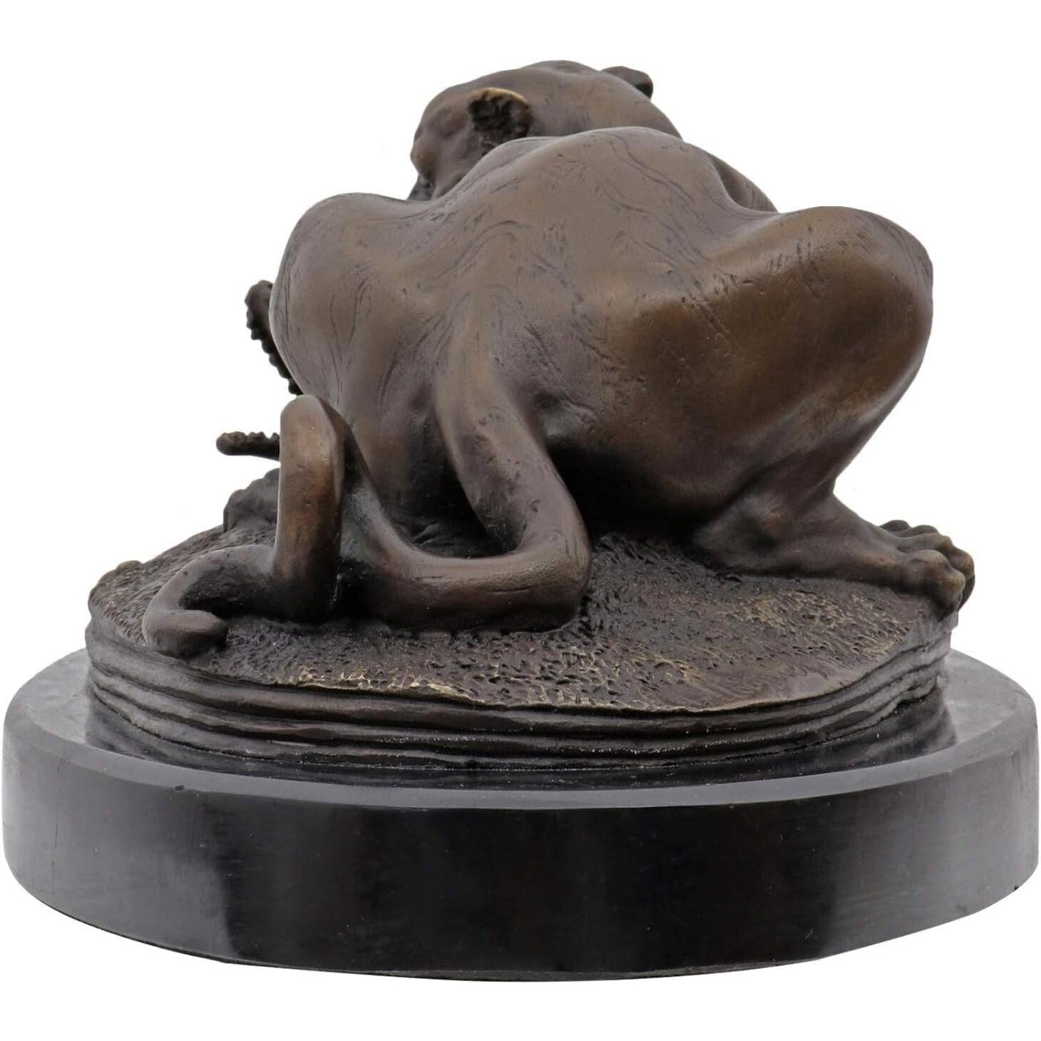 Bronze Sculpture of a Tiger Devouring a Gavial of the Gang. Animal