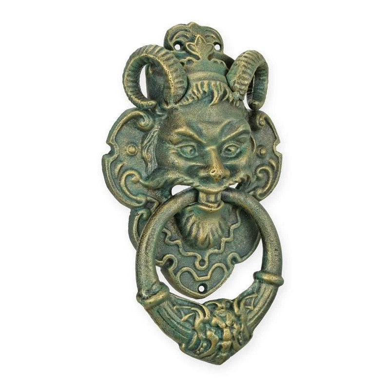 Ram Horn Satyr Door Knocker | Handcrafted Cast Iron Decor