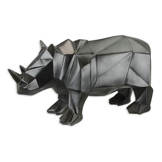 Geometric Rhino Sculpture | Handcrafted Resin Decor