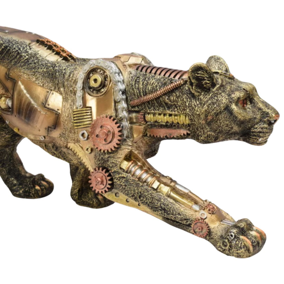 Large Resin Steampunk Panther Figurine with Mechanical Details