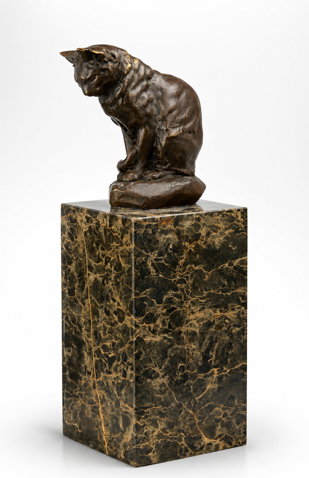 Bronze Sculpture of a Sitting Cat. Animal Decor | Animal Sculptures