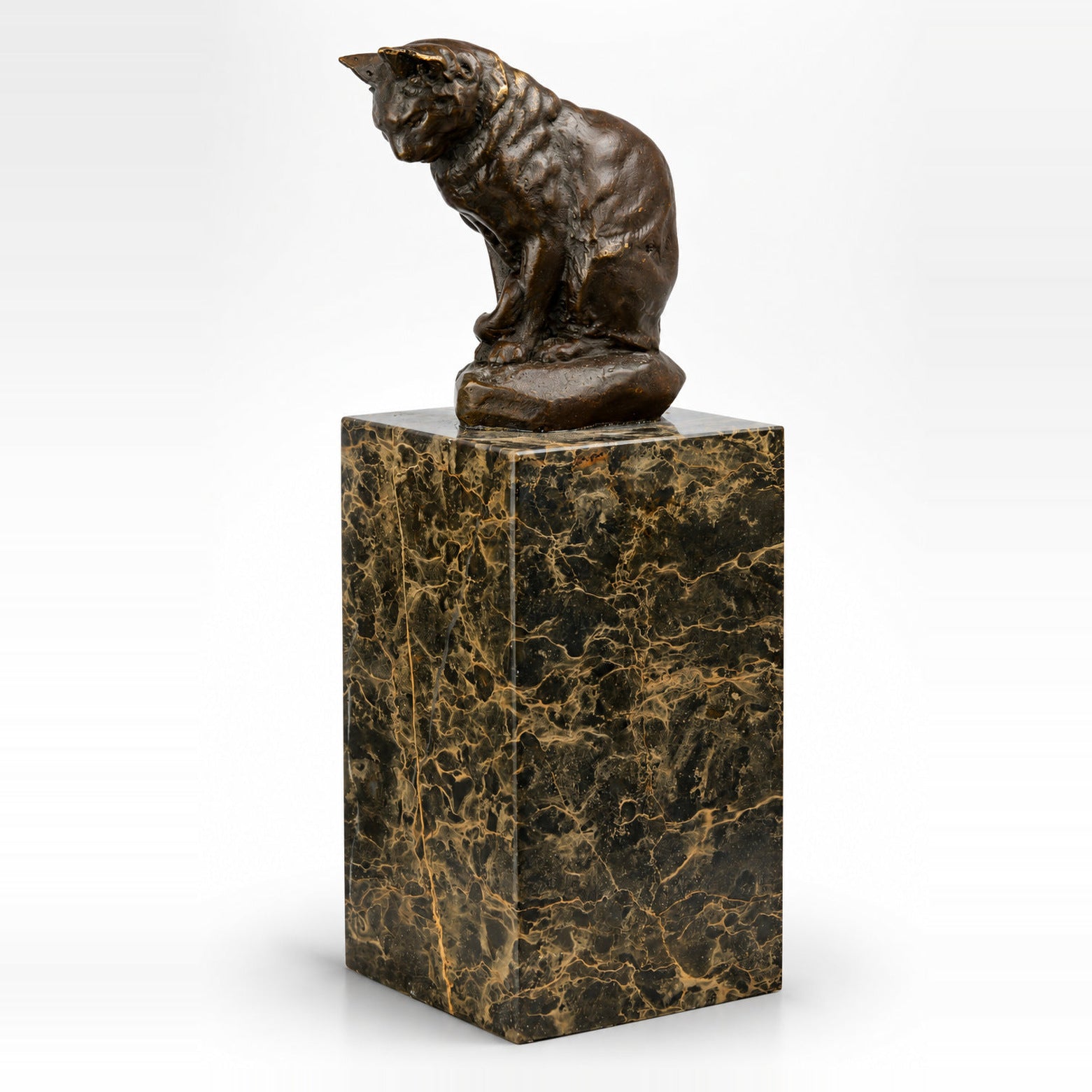 Bronze Sculpture of a Sitting Cat. Animal Decor | Animal Sculptures