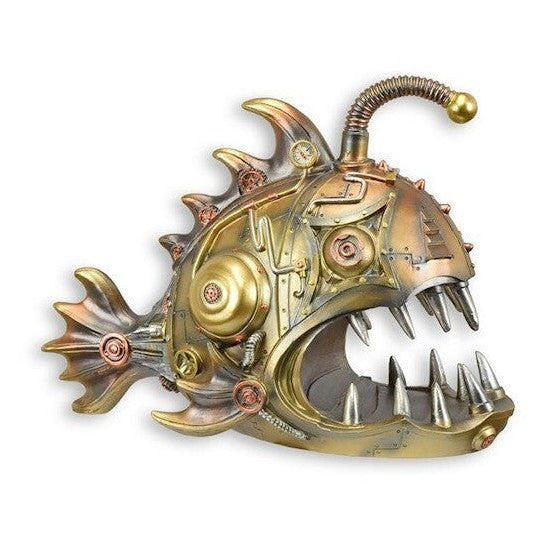 Steampunk Resin Figurine of a Lantern Fish – Deep Sea Gear Art
