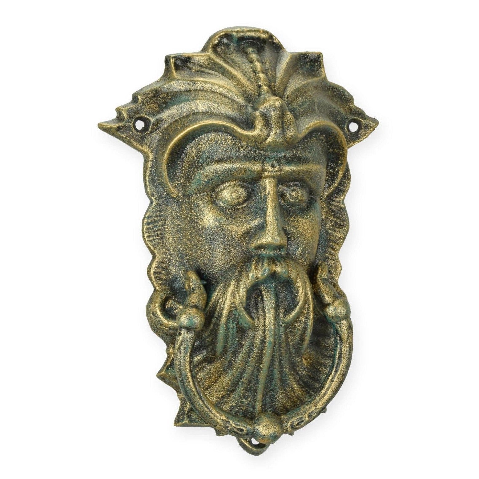 Medieval Bearded Face Door Knocker | Handcrafted Brass Decor