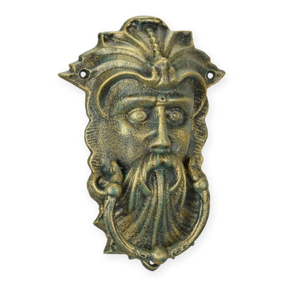 Medieval Bearded Face Door Knocker | Handcrafted Brass Decor