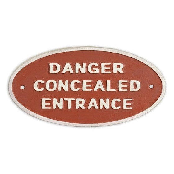 Danger Concealed Entrance Sign | Handcrafted Cast Iron Decor