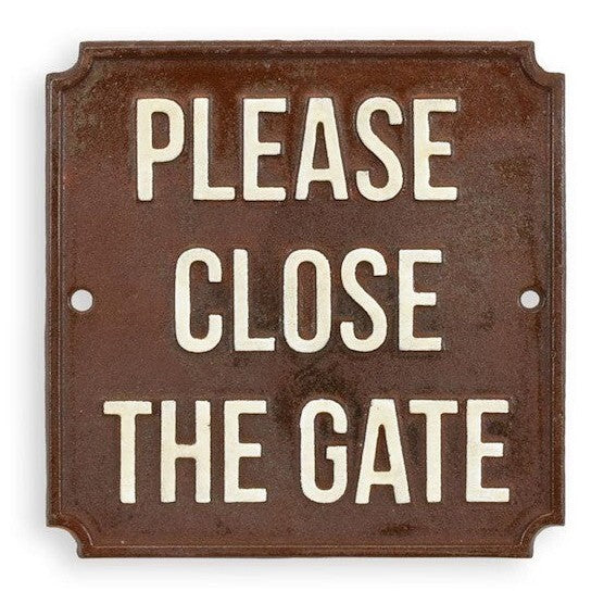 Please Close Gate Sign | Handcrafted Cast Iron Decor | Gift Idea