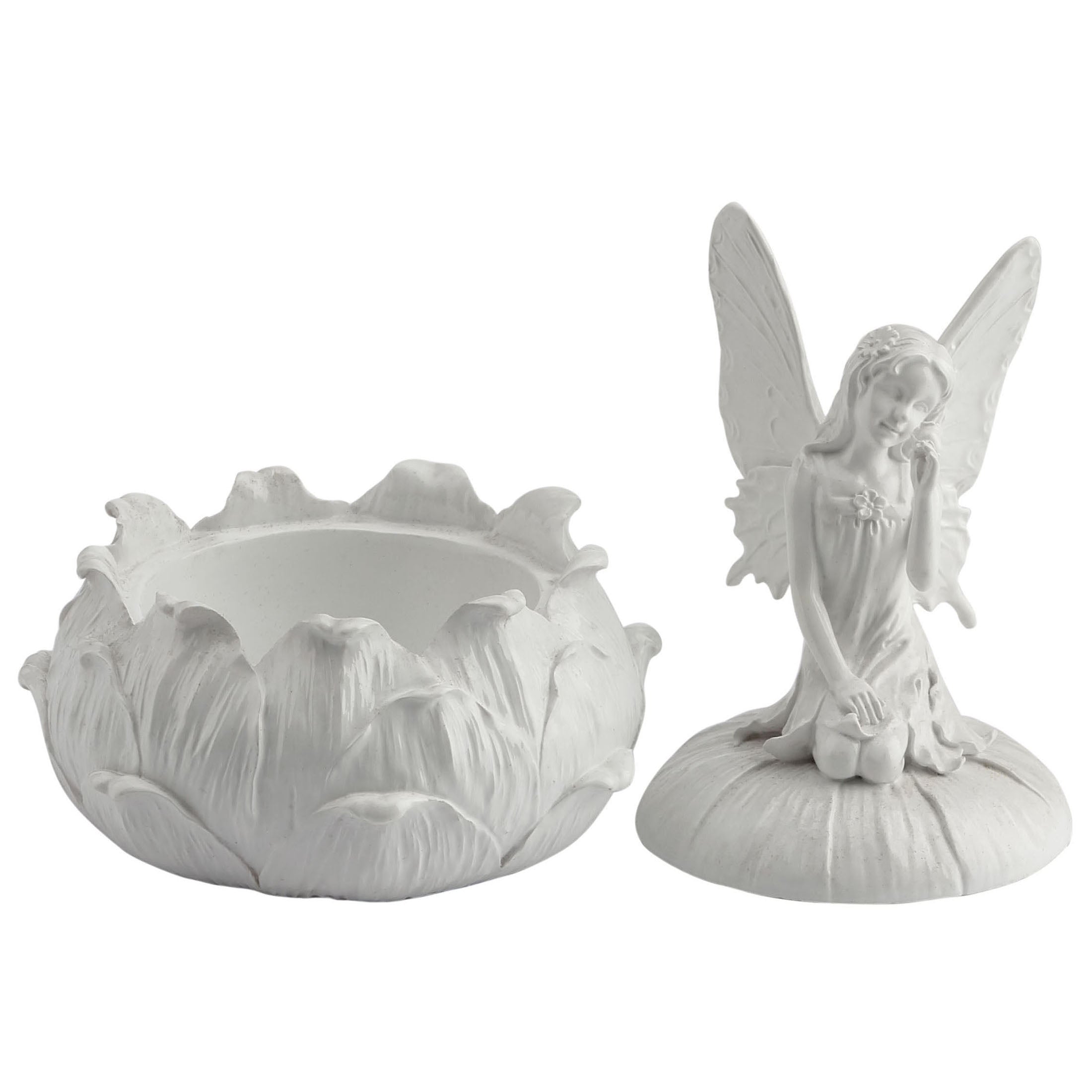 Fairy Picking Flower Trinket Box(White)