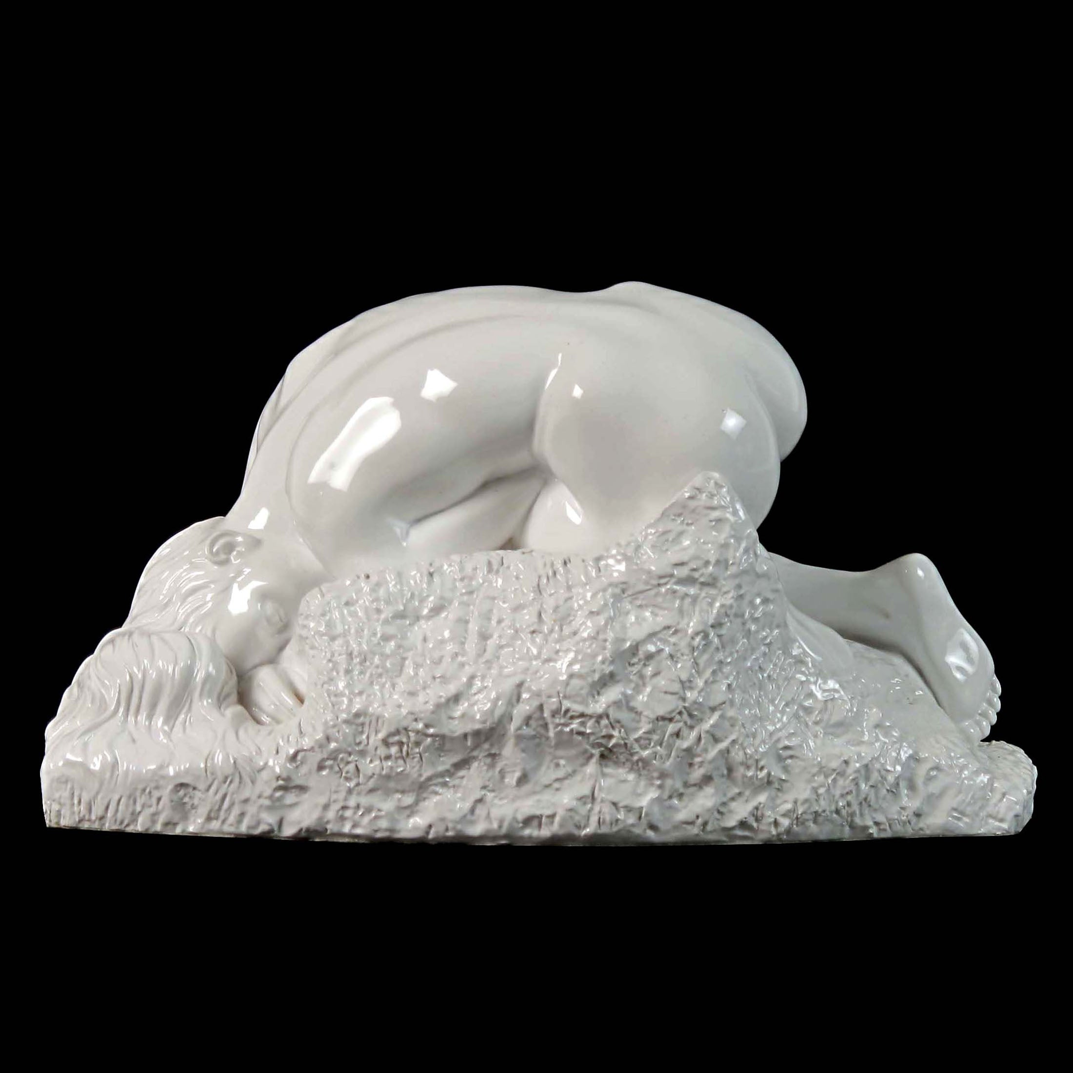 Nude Woman Lying Face Down On The Rock(White)
