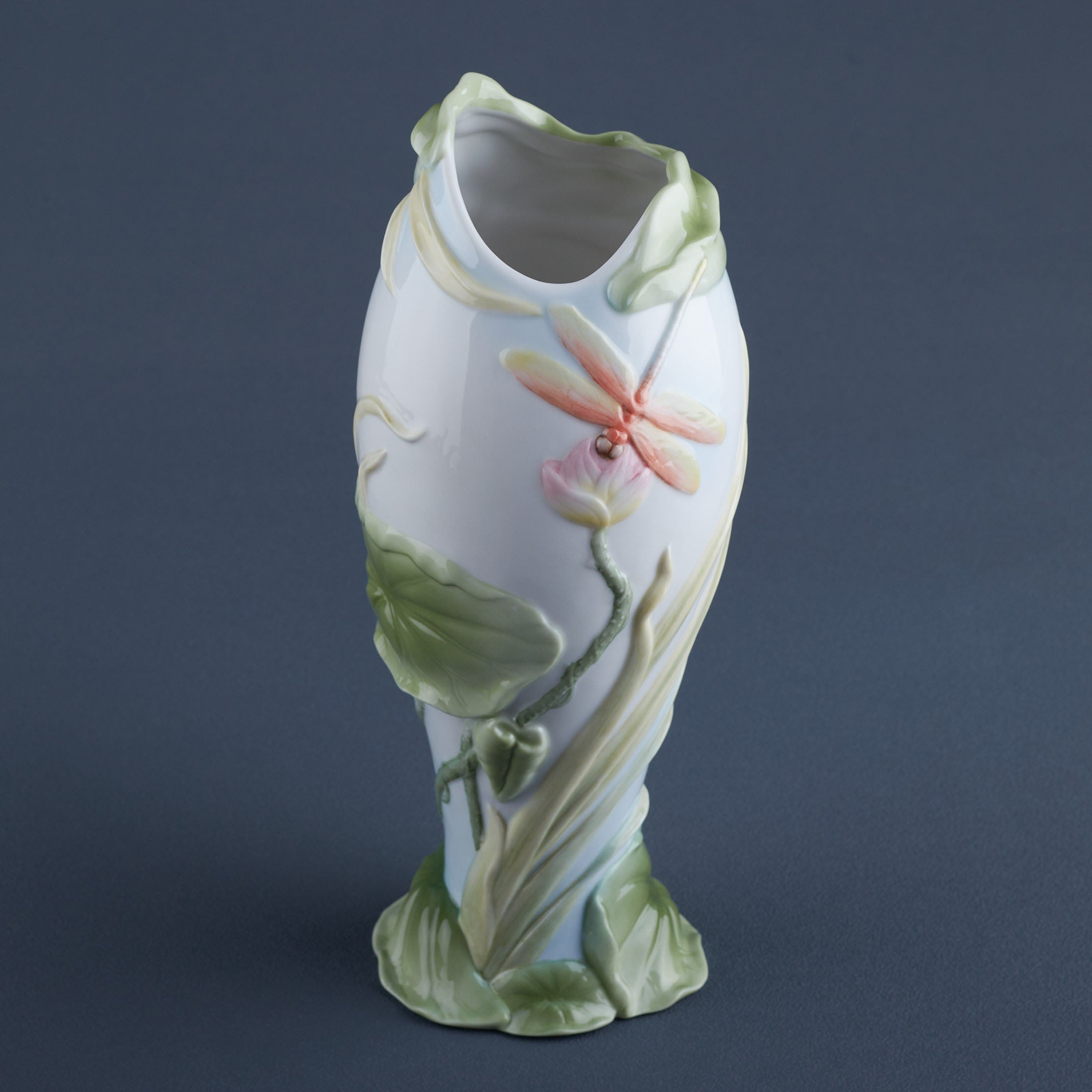Dragonfly On Lotus Vase