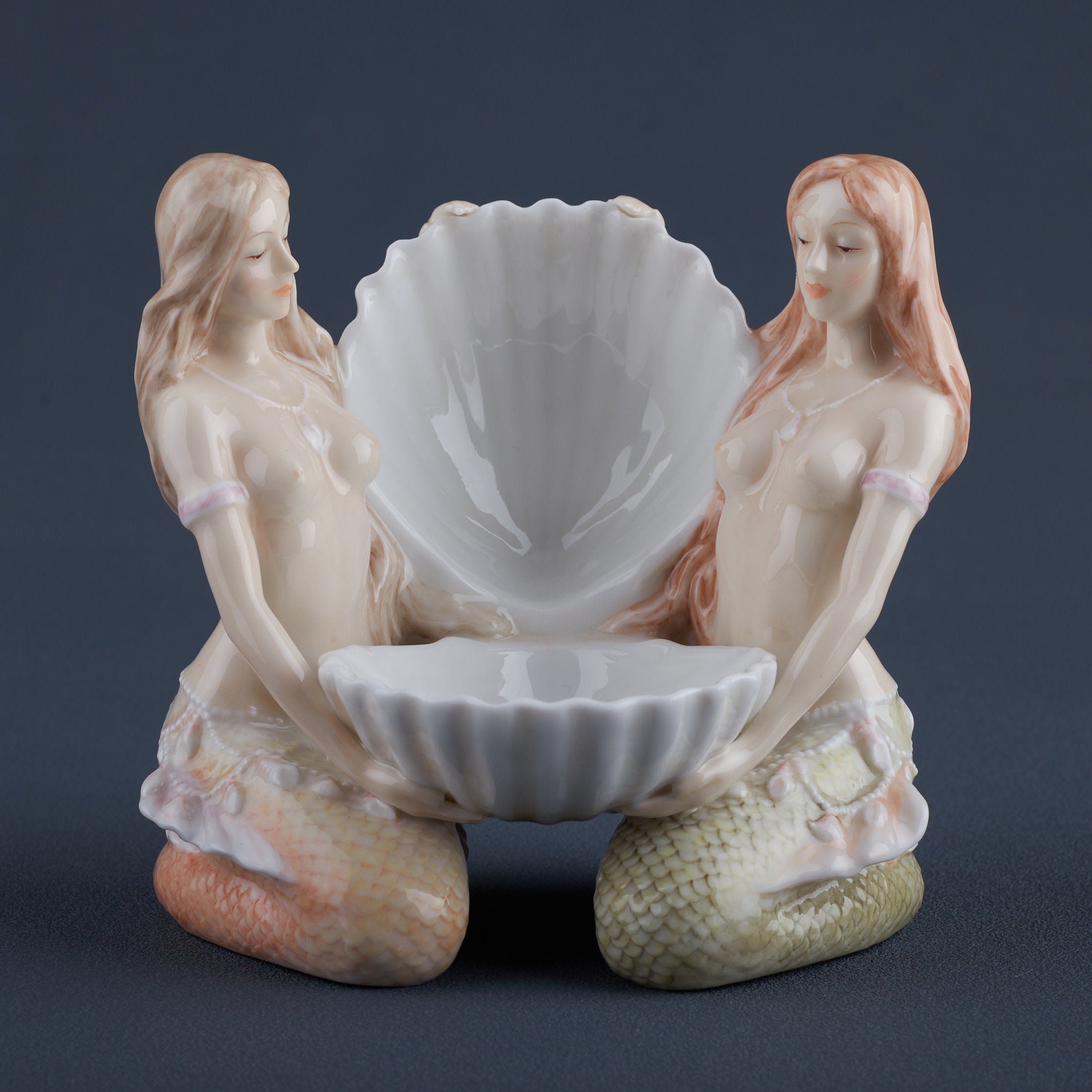 2 Nude Mermaids and Shell Ring Tray