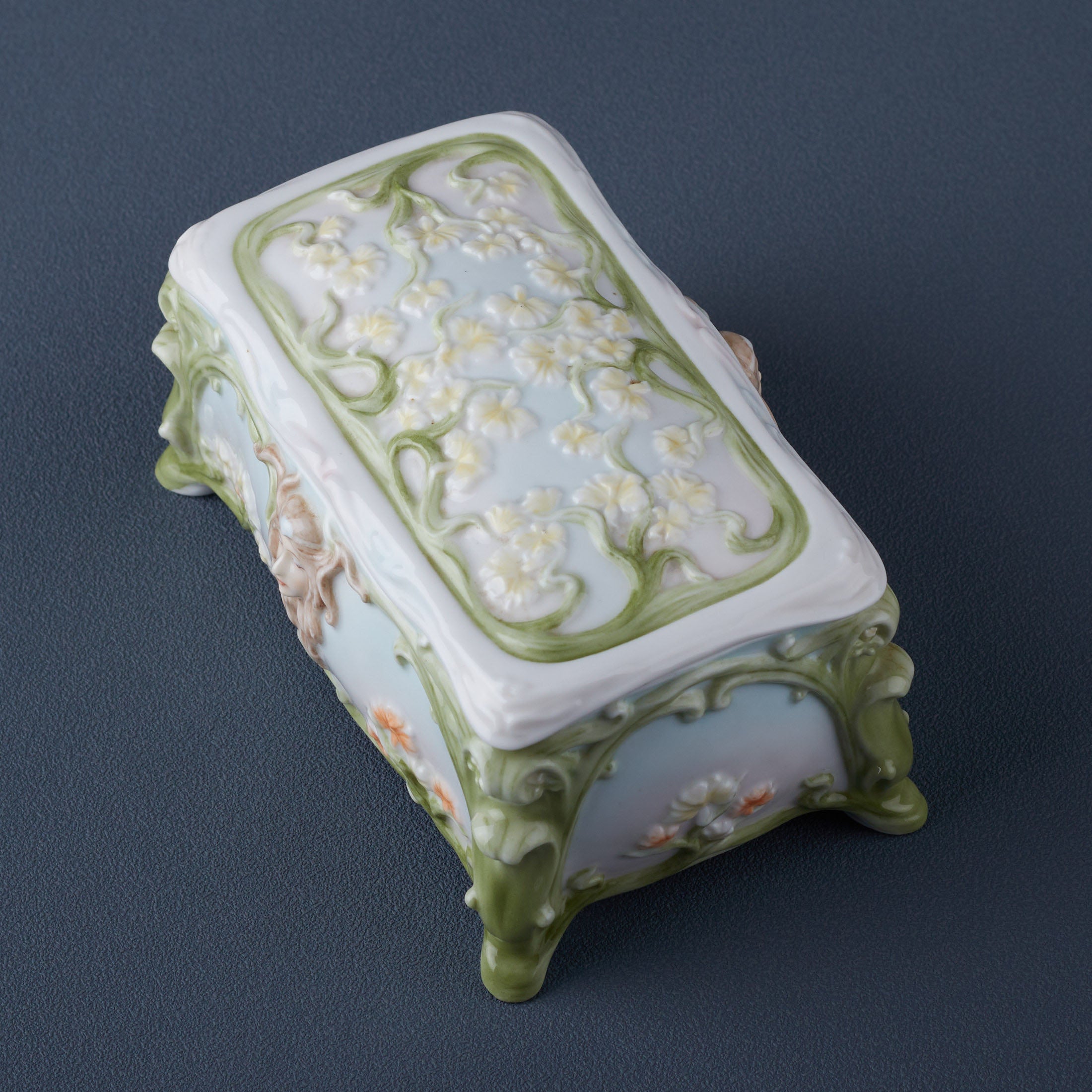Lady Face With Orchid Trinket Box