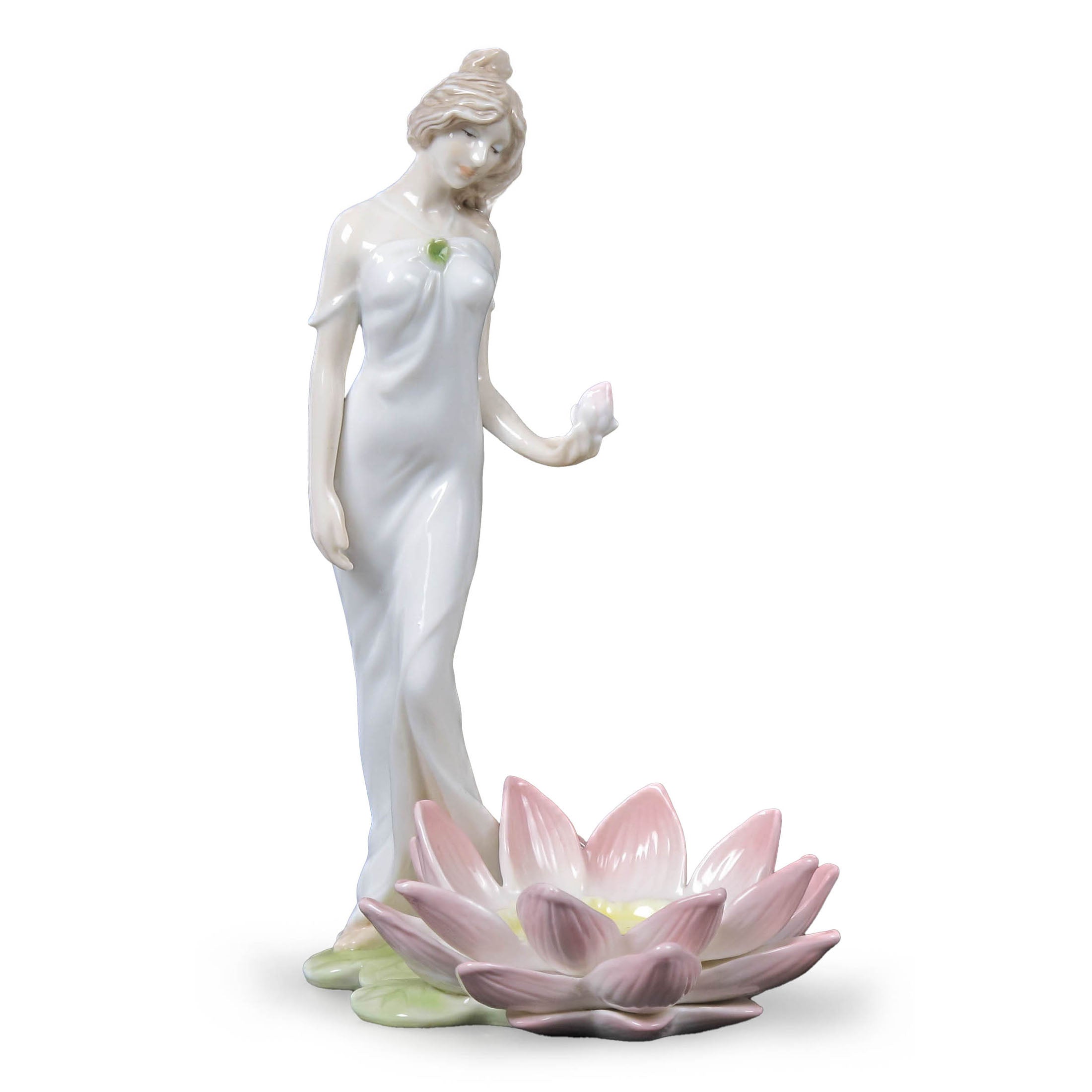 Woman Standing By Lotus Tealight Holder