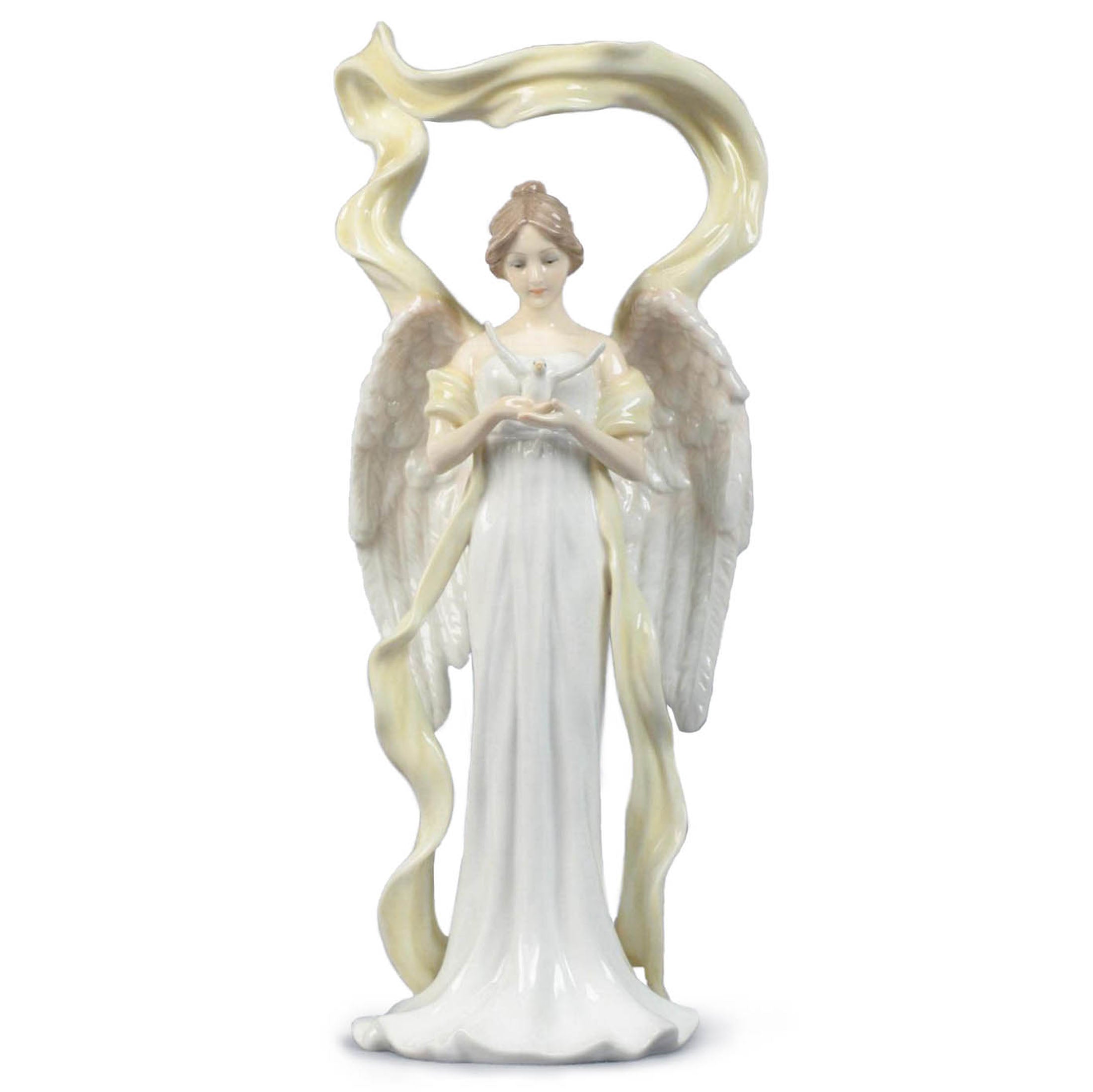 Angel Facing Front Holding Dove (White Dress)