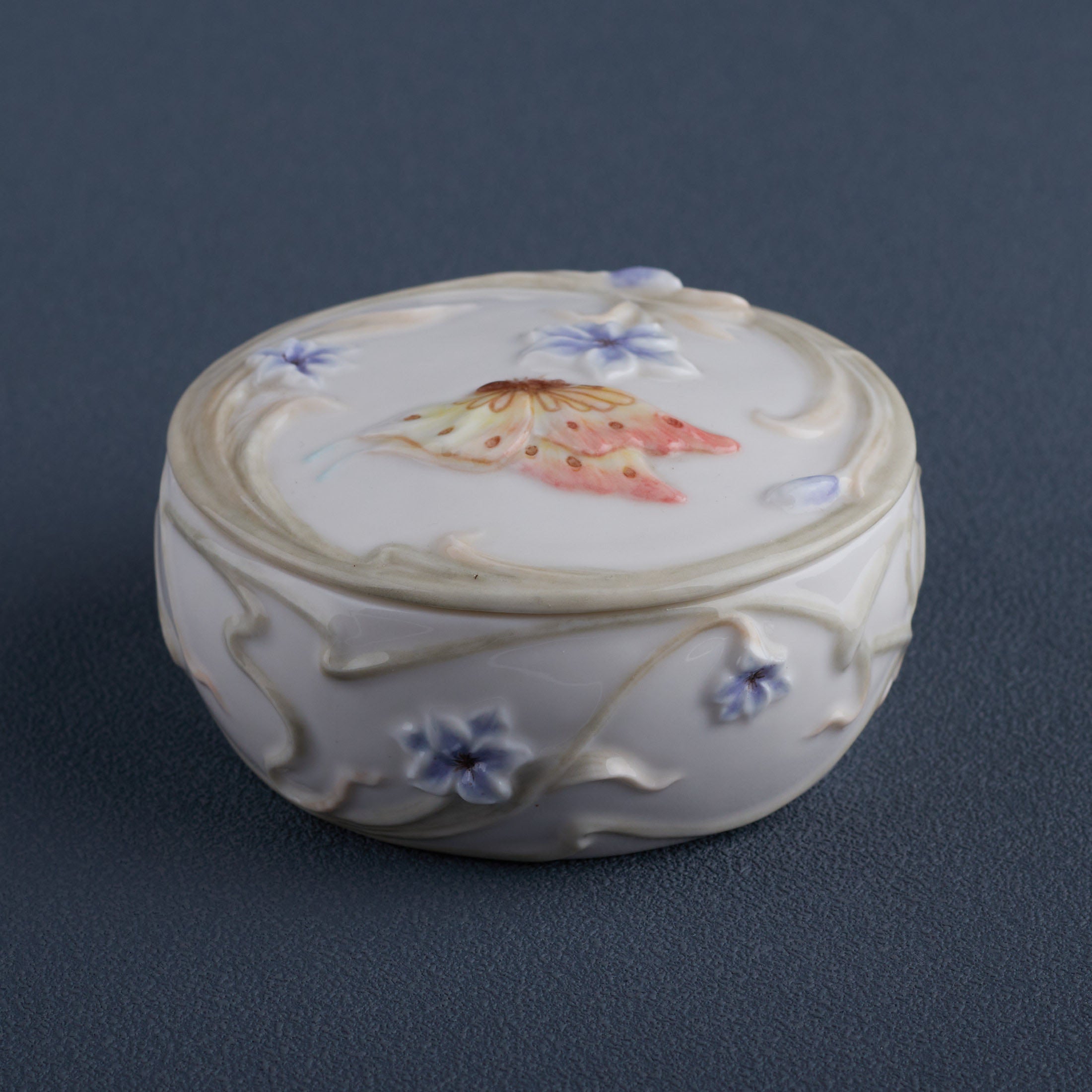 Butterfly and Blue Iris Trinket Box