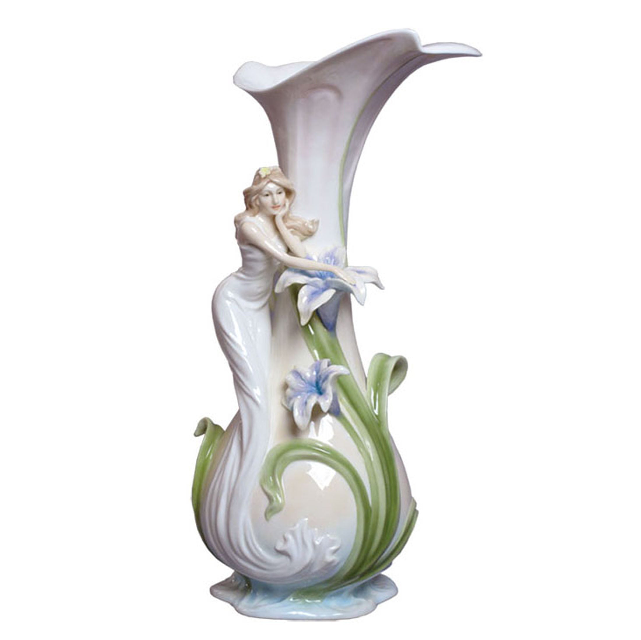 Woman and Lily Vase Blue