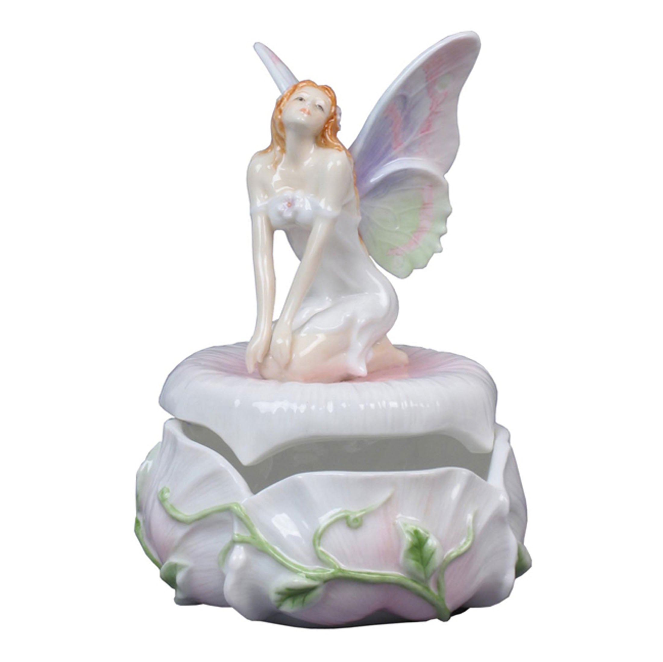 Fairy Kneeling On Pink Trinket Box