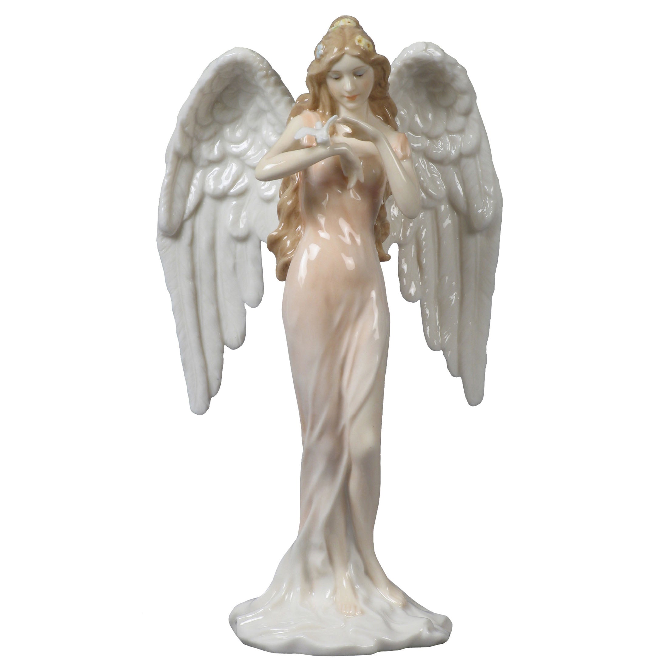 Guardian Angel Angel With Dove(Salmon Dress)