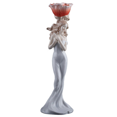 Lady with Poppy Porcelain Candle Holder