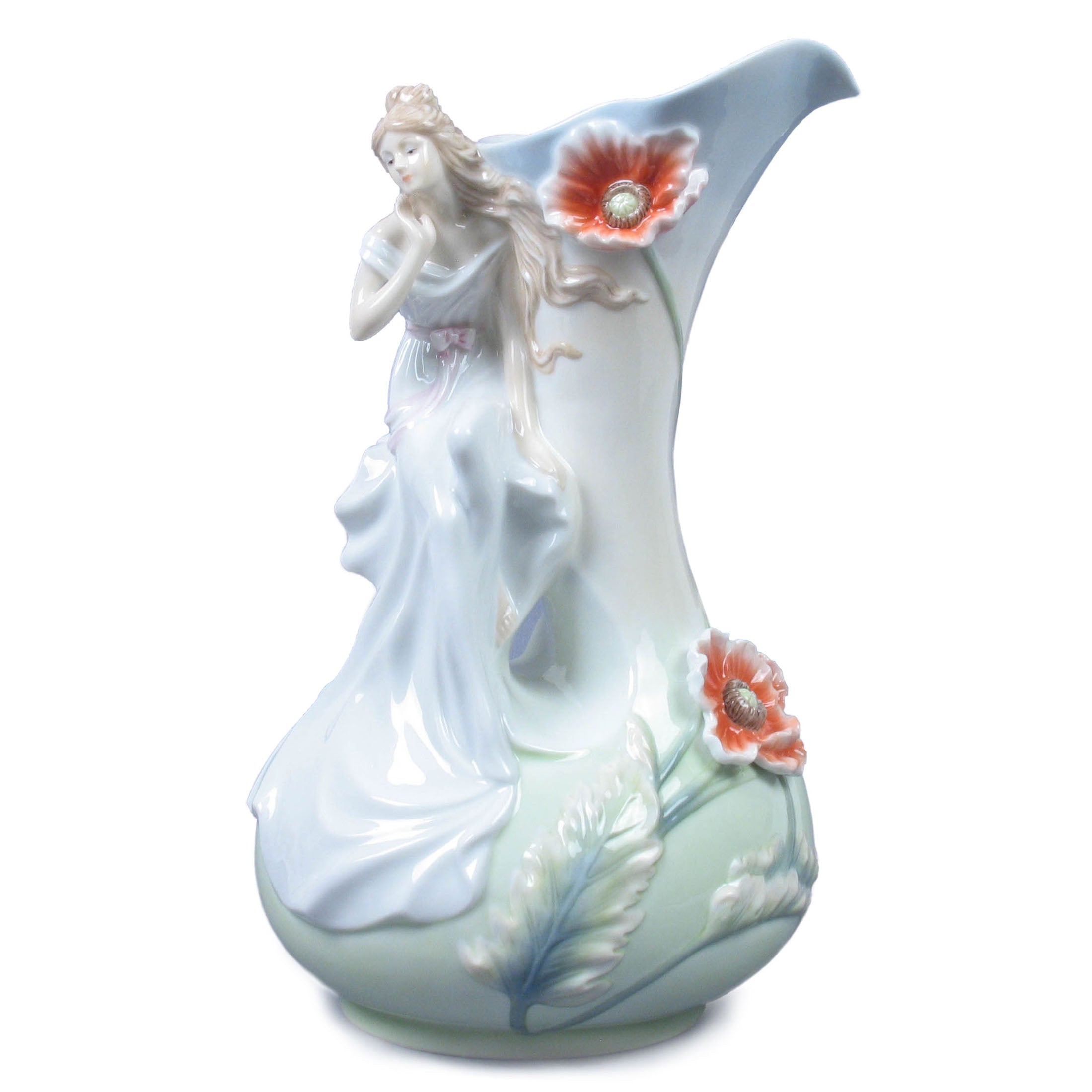 Lady And Poppy Flower Vase (Large)