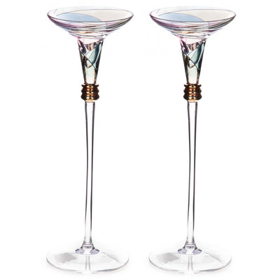 Candlestick set/2 made of glass | Handcrafted Glass Decor