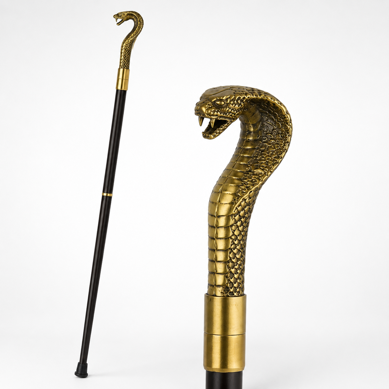 Aluminium Walking Stick Snake Cobra Head | Curios & Collectibles
