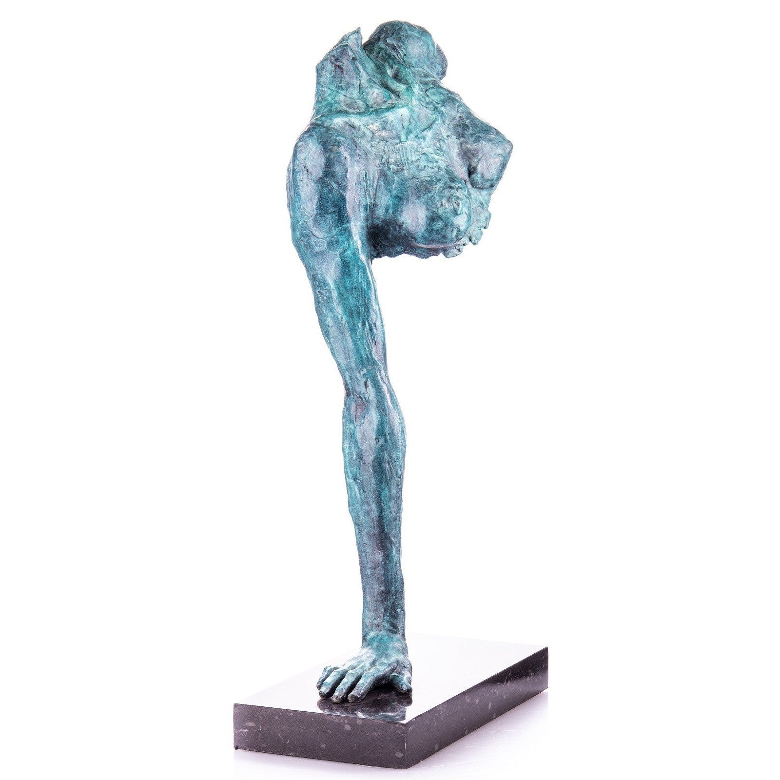 Abstract Elongated Female Torso Patinated Modern Bronze Sculpture
