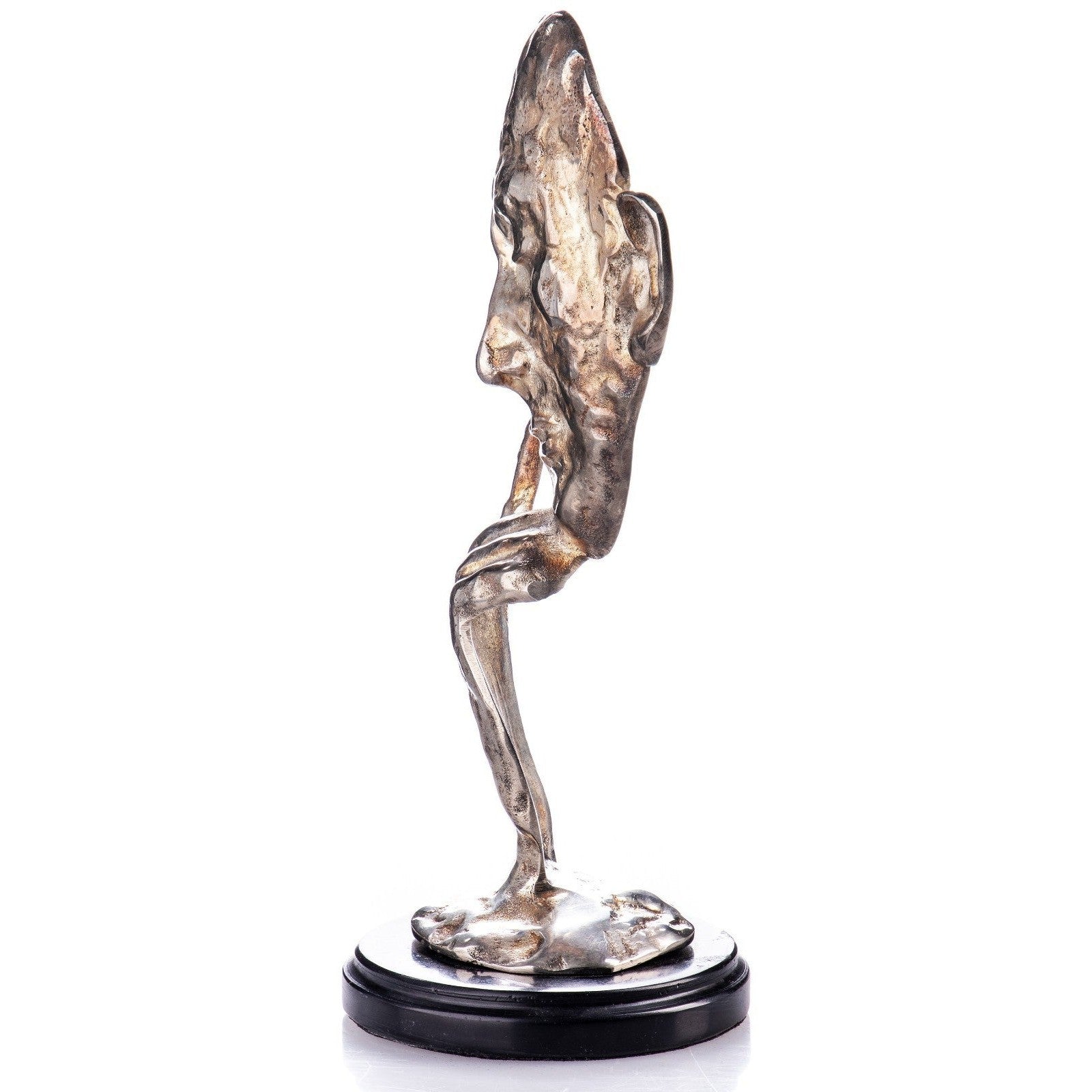 Abstract Silver-Tone Sculpture "Contemplation | Figurines & Statues