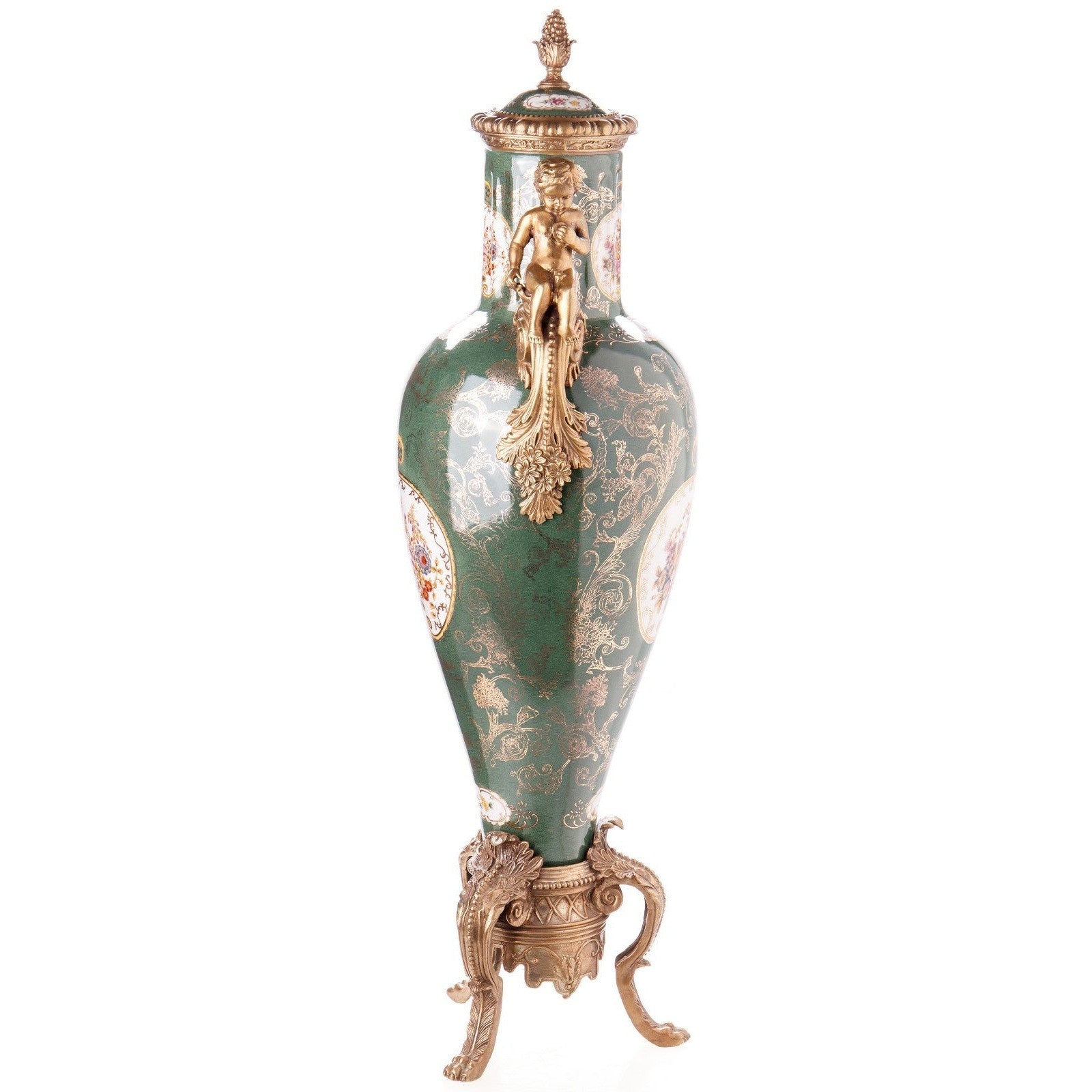 Cherub Handled Lidded Vase | Handcrafted Porcelain Decor | Gift Idea