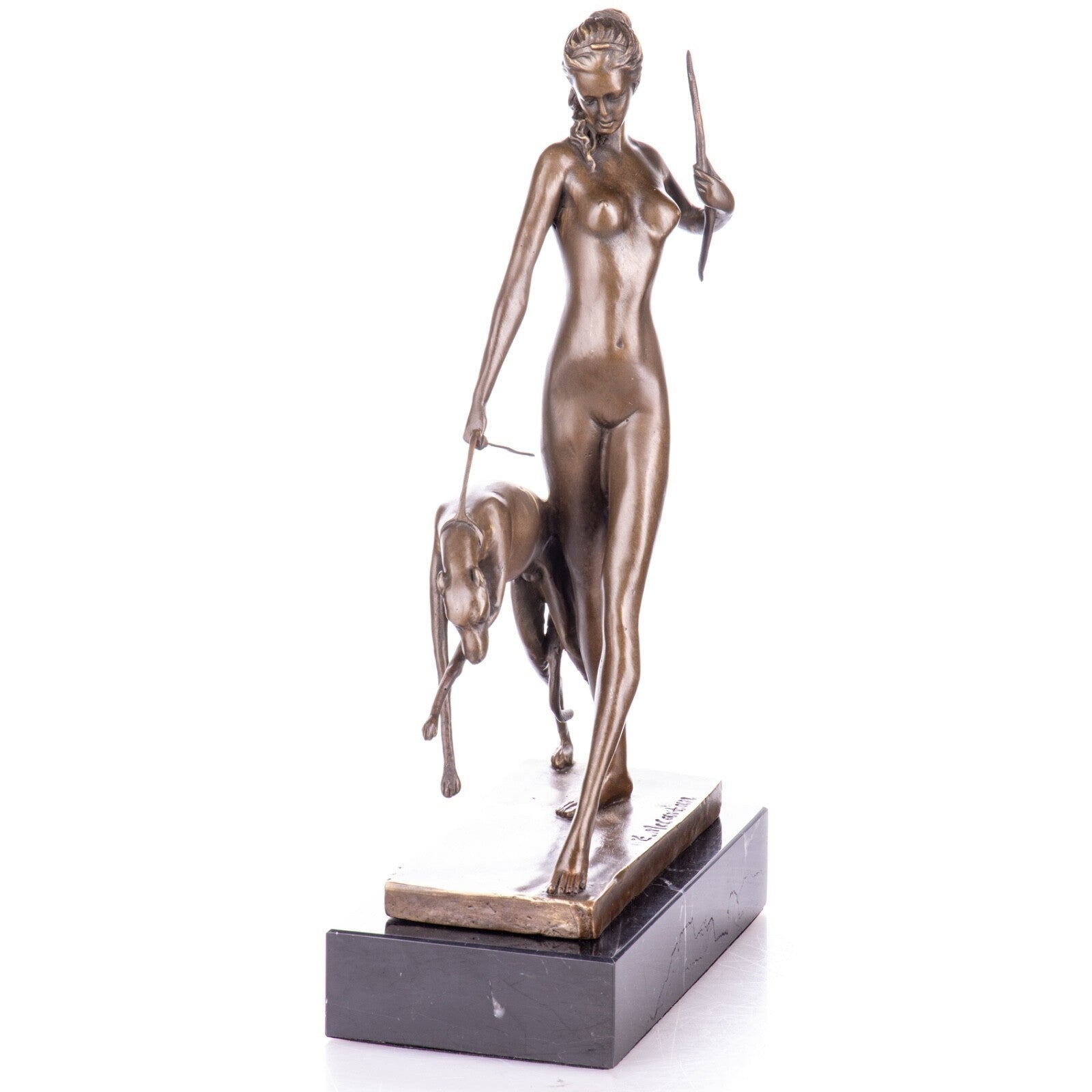 Artemis with Greyhound | Handcrafted Bronze Decor