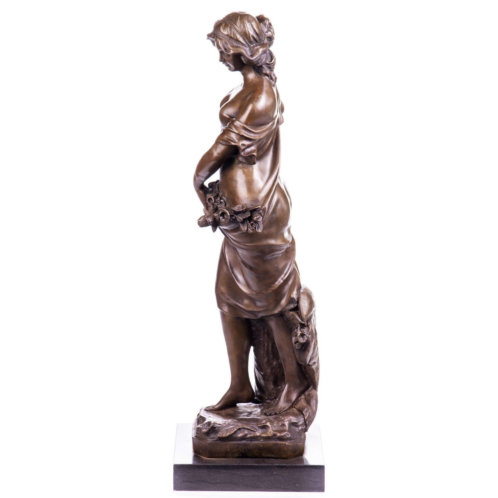 Elegant Woman Figurine | Handcrafted Bronze Decor