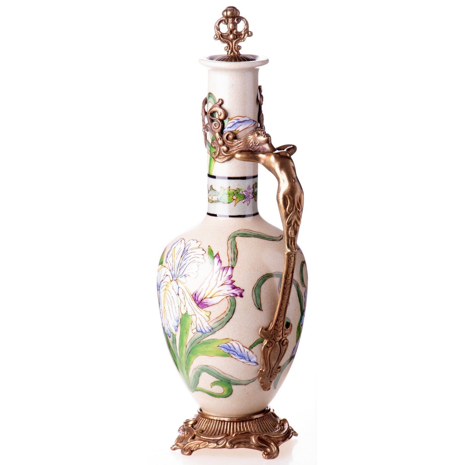 Art Nouveau Floral Ewer Vase | Handcrafted Porcelain Decor